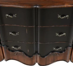 Casa Padrino Luxus Barock Sideboard Antik Schwarz / Braun 200,5 x 53,5 x H. 98 cm - Prunkvoller Massivholz Schrank mit 2 Türen und 3 Schubladen - Luxus Möbel im Barockstil - Barock Möbel