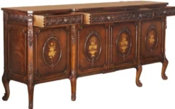 Casa Padrino Luxus Barock Sideboard Braun - Prunkvoller Massivholz Schrank mit 3 Schubladen und 4 Türen - Barock Möbel - Edel & Prunkvoll