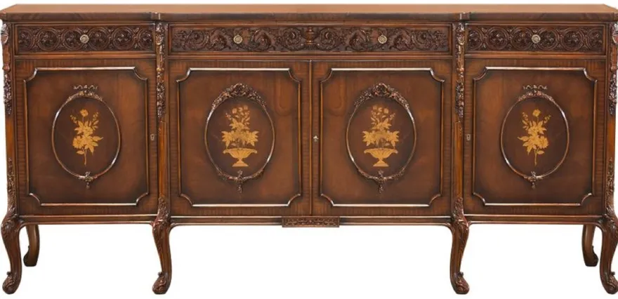 Casa Padrino Luxus Barock Sideboard Braun - Prunkvoller Massivholz Schrank mit 3 Schubladen und 4 Türen - Barock Möbel - Edel & Prunkvoll
