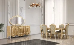 Casa Padrino Luxus Barock Sideboard Antik Gold - Barockstil Massivholz Schrank mit 4 Türen - Luxus Esszimmer Möbel im Barockstil - Barock Esszimmer Möbel - Barock Küchen Möbel