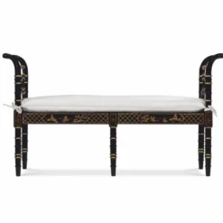 Casa Padrino Luxus Barock Sitzbank im chinesischen Stil Schwarz / Gold / Weiß 135 cm - Barock Möbel