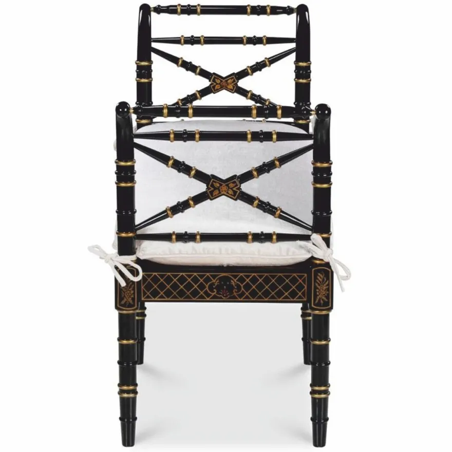 Casa Padrino Luxus Barock Sitzbank im chinesischen Stil Schwarz / Gold / Weiß 135 cm - Barock Möbel