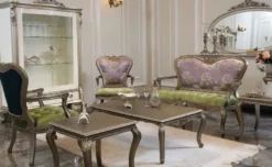 Casa Padrino Luxus Barock Sitzbank Lila / Grün / Silber 125 x 60 x H. 103 cm - Wohnzimmer Bank mit Blumenmuster - Barock Wohnzimmer Möbel - Edel & Prunkvoll