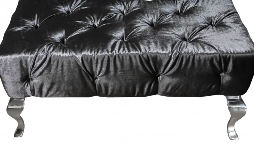 Casa Padrino Luxus Barock Sitzhocker Grau / Silber - Designer Sitzbank - Hocker - Luxus Qualität