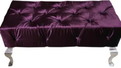 Casa Padrino Luxus Barock Sitzhocker Lila / Silber - Designer Sitzbank - Hocker - Luxus Qualität