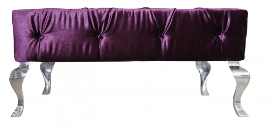 Casa Padrino Luxus Barock Sitzhocker Lila / Silber - Designer Sitzbank - Hocker - Luxus Qualität