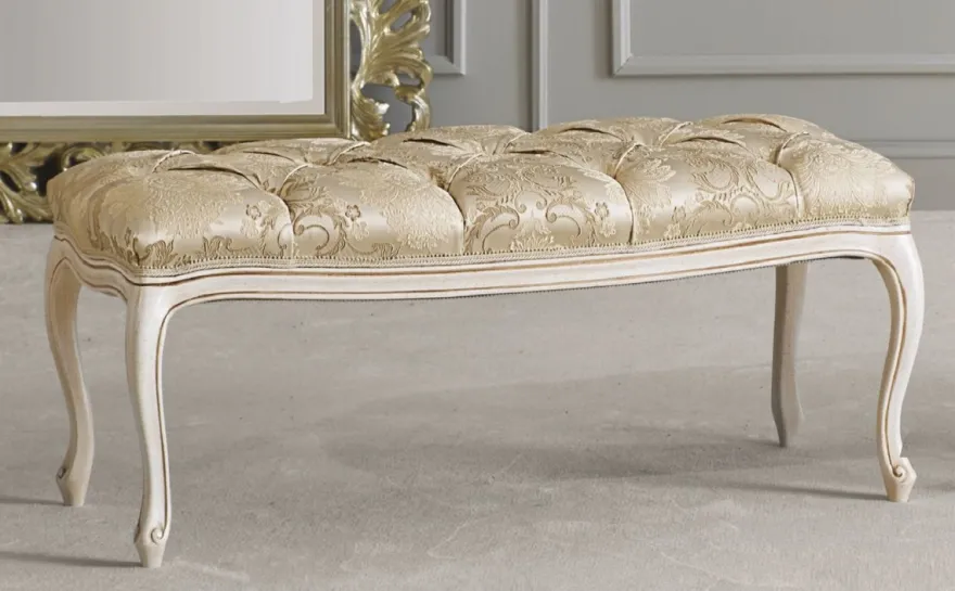 Casa Padrino Luxus Barock Sitzbank Gold / Weiß / Beige - Handgefertigte Bank im Barockstil - Italienische Barock Möbel - Luxus Möbel im Barockstil - Luxus Qualität - Made in Italy