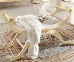 Casa Padrino Luxus Barock Sitzbank Creme / Gold / Grau - Handgefertigte Bank im Barockstil - Italienische Barock Möbel - Luxus Möbel im Barockstil - Luxus Qualität - Made in Italy