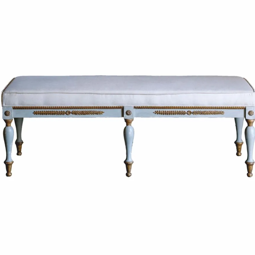 Casa Padrino Luxus Barock Sitzbank Grau / Gold 153 cm - Barock Möbel - Made in Italy
