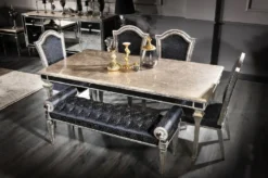 Casa Padrino Luxus Barock Sitzbank Schwarz / Antik Silber - Handgefertigte Barockstil Bank - Luxus Möbel im Barockstil - Barock Möbel - Edel & Prunkvoll