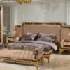 Casa Padrino Luxus Barock Sitzbank Grau / Dunkelbraun / Gold - Barock Möbel