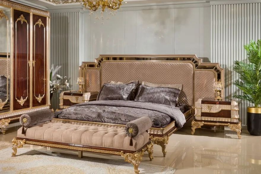 Casa Padrino Luxus Barock Sitzbank Grau / Dunkelbraun / Gold - Barock Möbel