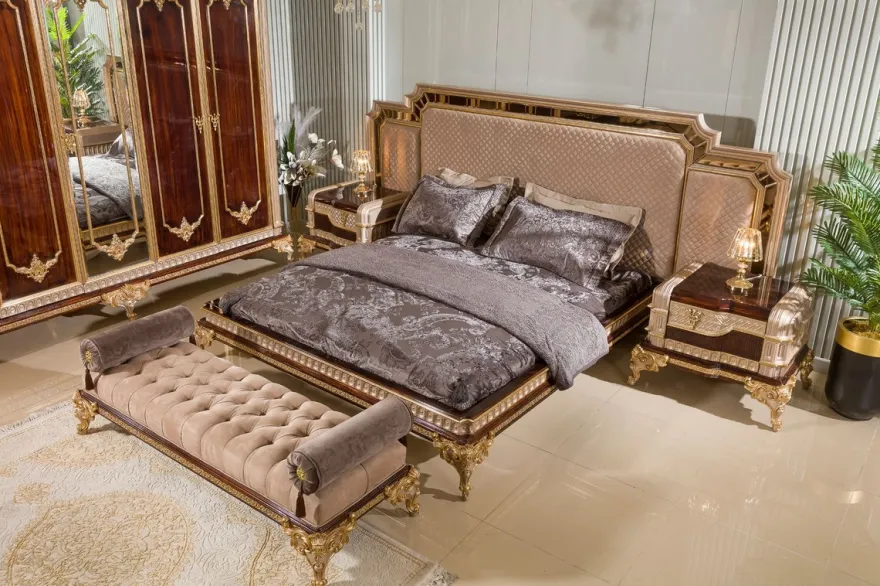 Casa Padrino Luxus Barock Sitzbank Grau / Dunkelbraun / Gold - Barock Möbel