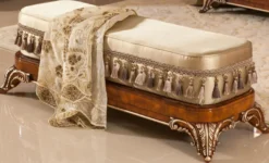 Casa Padrino Luxus Barock Sitzbank Gold / Braun / Gold - Prunkvolle Massivholz Bank im Barockstil - Barock Möbel - Barock Einrichtung - Luxus Möbel im Barockstil - Edel & Prunkvoll