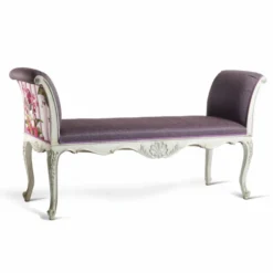 Casa Padrino Luxus Barock Sitzbank Lila / Bunt / Weiß 163 cm - Barock Möbel - Made in Italy