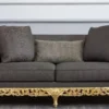 Casa Padrino Luxus Barock Sofa Grau / Dunkelbraun / Gold - Prunkvolles Wohnzimmer Sofa - Barockstil Wohnzimmer Möbel - Luxus Möbel im Barockstil - Barock Einrichtung - Edel & Prunkvoll