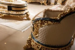 Casa Padrino Luxus Barock Sofa Gold / Mehrfarbig / Blau / Gold - Prunkvolles Wohnzimmer Sofa mit elegantem Muster - Barock Wohnzimmer Möbel - Edel & Prunkvoll