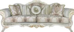 Casa Padrino Luxus Barock Sofa Grün / Weiß / Gold - Prunkvolles Wohnzimmer Sofa mit elegantem Muster - Barock Wohnzimmer Möbel