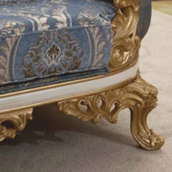 Casa Padrino Luxus Barock Sofa Blau / Weiß / Gold 240 cm - Barock Wohnzimmer Möbel