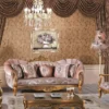 Casa Padrino Luxus Barock Sofa Rosa / Gold 220 x 90 x H. 110 cm - Prunkvolles Wohnzimmer Sofa mit Glitzersteinen und dekorativen Kissen