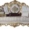 Casa Padrino Luxus Barock Sofa Weiß / Gold 248 x 108 x H. 122 cm - Wohnzimmer Sofa mit elegantem Muster und dekorativen Kissen - Prunkvolle Barock Möbel