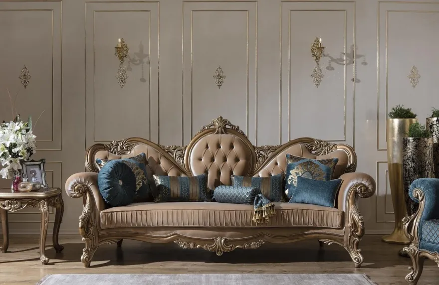 Casa Padrino Luxus Barock Sofa Braun / Gold 260 x 90 x H. 125 cm - Prunkvolles Wohnzimmer Sofa mit dekorativen Kissen - Barock Möbel