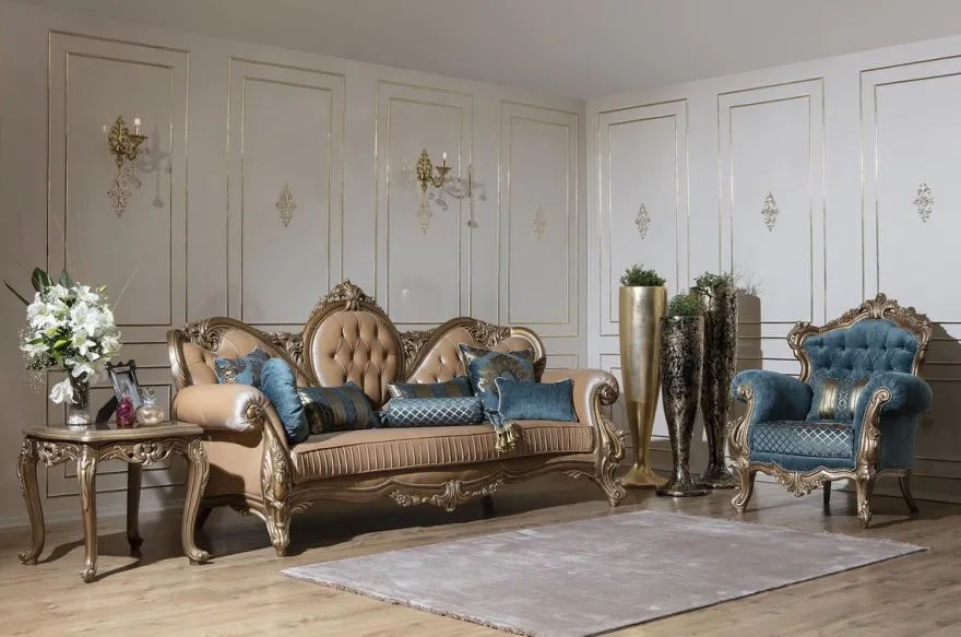 Casa Padrino Luxus Barock Sofa Braun / Gold 260 x 90 x H. 125 cm - Prunkvolles Wohnzimmer Sofa mit dekorativen Kissen - Barock Möbel