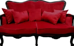 Casa Padrino Luxus Barock Sofa Bordeaux / Schwarz - Luxus Barock Möbel - Made in France - Hotel Restaurant Möbel - Luxury Collection