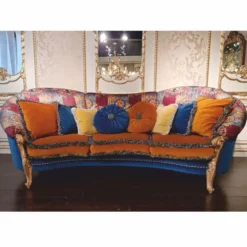 Casa Padrino Luxus Barock Sofa Bunt / Naturfarben 280 cm - Made in Italy