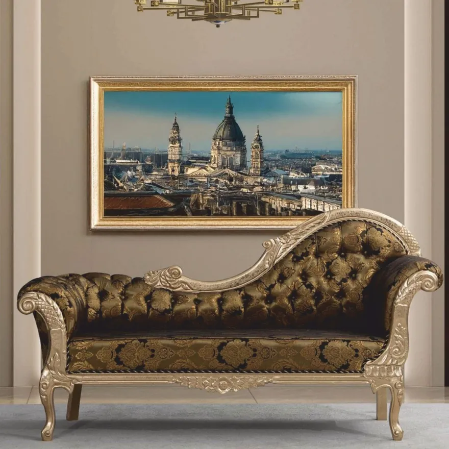 Casa Padrino Luxus Barock Sofa Rechte Seite Gold / Schwarz / Silber 210 cm - Barock Möbel
