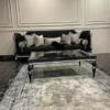 Casa Padrino Luxus Barock Sofa Schwarz / Silber - Handgefertigtes Wohnzimmer Sofa im Barockstil - Barock Wohnzimmer Möbel