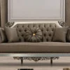 Casa Padrino Luxus Barock Sofa Braun / Weiß / Schwarz / Gold - Prunkvolles Wohnzimmer Sofa mit dekorativen Kissen - Barock Wohnzimmer Möbel