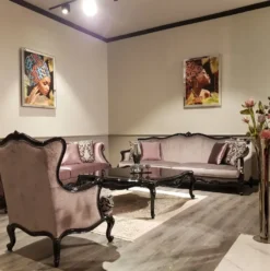 Casa Padrino Luxus Barock Sofa Rosa / Schwarz - Prunkvolles Wohnzimmer Sofa - Barock Wohnzimmer Möbel - Luxus Qualität