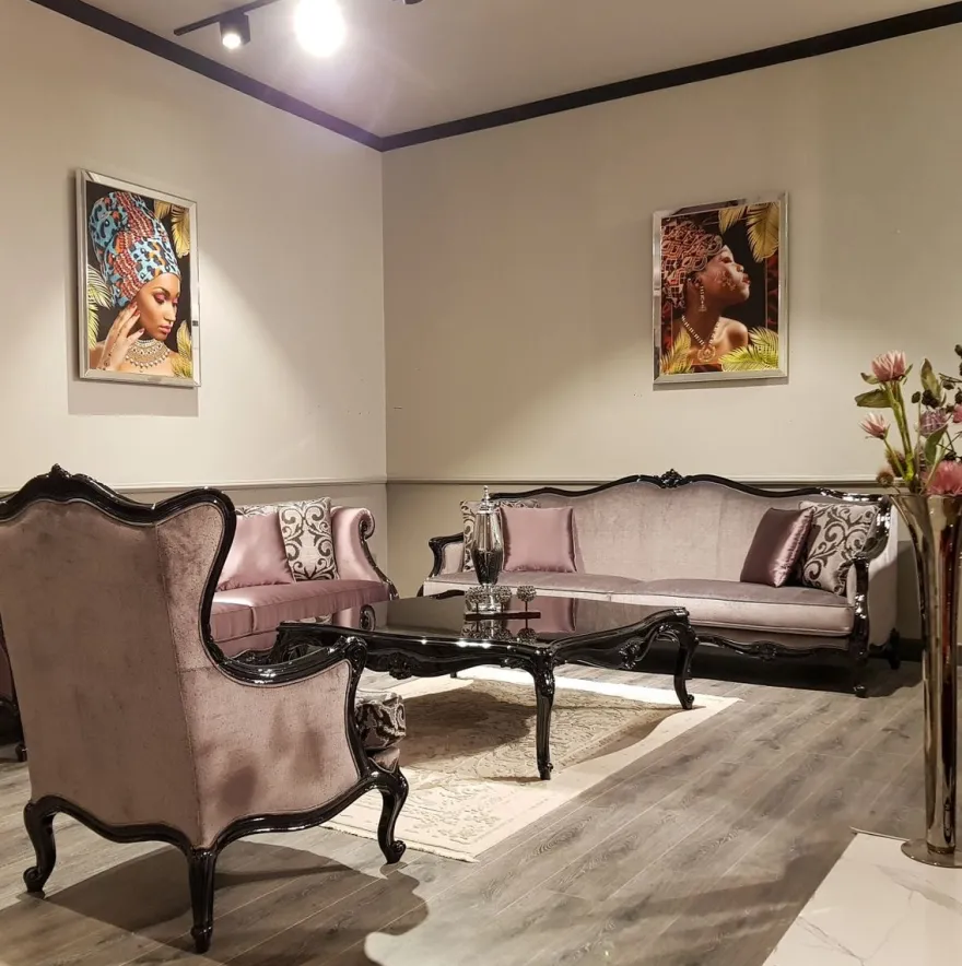 Casa Padrino Luxus Barock Sofa Rosa / Schwarz - Prunkvolles Wohnzimmer Sofa - Barock Wohnzimmer Möbel - Luxus Qualität