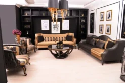 Casa Padrino Luxus Barock Sofa Gold / Schwarz 250 x 90 x H. 100 cm - Wohnzimmer Sofa im Barockstil - Barock Möbel - Edel & Prunkvoll