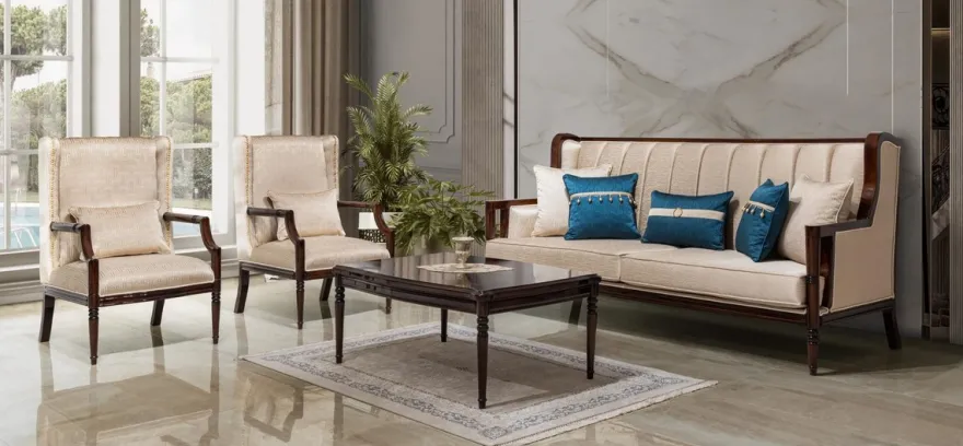 Casa Padrino Luxus Barock Sofa Beige / Dunkelbraun 230 cm