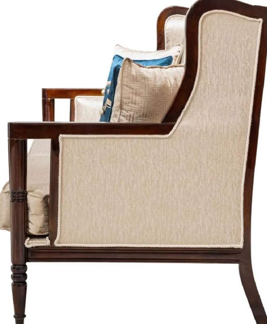 Casa Padrino Luxus Barock Sofa Beige / Dunkelbraun 230 cm