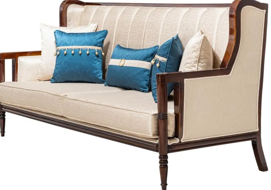 Casa Padrino Luxus Barock Sofa Beige / Dunkelbraun 230 cm