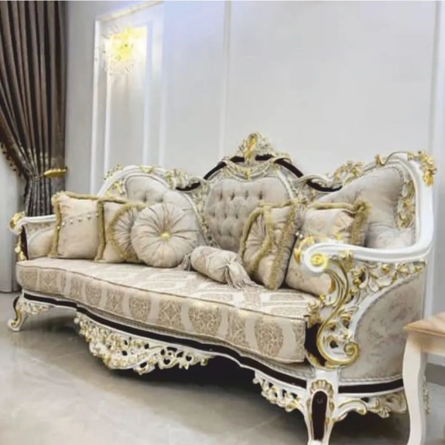 Casa Padrino Luxus Barock Sofa Grau / Weiß / Dunkelbraun / Gold 160 cm - Barock Möbel