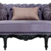 Casa Padrino Luxus Barock Sofa Lila / Schwarz - Handgefertigtes Wohnzimmer Sofa mit dekorativen Kissen - Barock Wohnzimmer Möbel