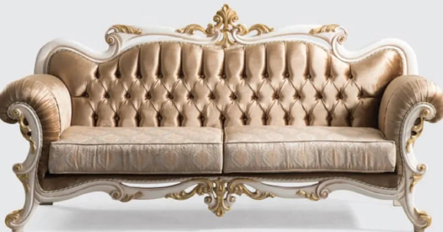 Casa Padrino Luxus Barock Sofa Braun / Silber / Weiß / Gold - Handgefertigtes Wohnzimmer Sofa mit elegantem Muster - Barock Wohnzimmer Möbel - Edel & Prunkvoll