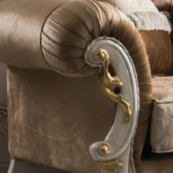 Casa Padrino Luxus Barock Sofa Braun / Silber / Weiß / Gold - Handgefertigtes Wohnzimmer Sofa mit elegantem Muster - Barock Wohnzimmer Möbel - Edel & Prunkvoll