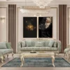 Casa Padrino Luxus Barock Sofa Grün / Antik Gold - Prunkvolles Wohnzimmer Sofa mit elegantem Muster - Barock Wohnzimmer Möbel