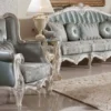 Casa Padrino Luxus Barock Sofa Grün / Beige / Weiß / Silber - Prunkvolles Wohnzimmer Sofa mit elegantem Muster - Barock Möbel - Luxus Wohnzimmer Möbel im Barockstil - Edel & Prunkvoll