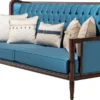 Casa Padrino Luxus Barock Sofa Blau / Dunkelbraun 230 cm