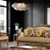 Casa Padrino Luxus Barock Sofa Beige / Braun / Gold - Prunkvolles Wohnzimmer Sofa mit Muster - Barock Wohnzimmer Möbel
