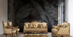 Casa Padrino Luxus Barock Sofa Beige / Braun / Gold - Prunkvolles Wohnzimmer Sofa mit Muster - Barock Wohnzimmer Möbel