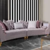 Casa Padrino Luxus Barock Sofa Rosa / Silber / Gold - Gebogenes Wohnzimmer Sofa - Hotel Sofa - Luxus Barock Wohnzimmer & Hotel Möbel - Edel & Prunkvoll