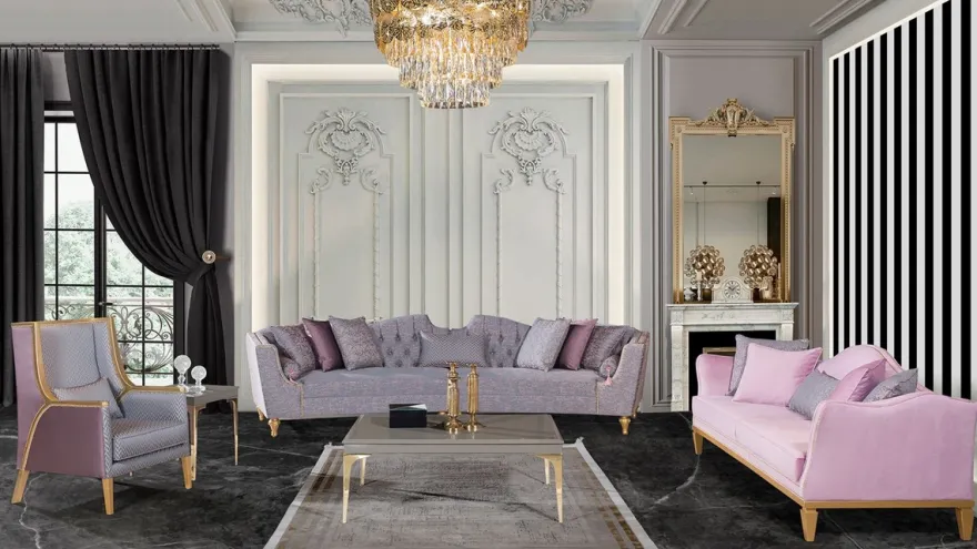 Casa Padrino Luxus Barock Sofa Rosa / Silber / Gold - Gebogenes Wohnzimmer Sofa - Hotel Sofa - Luxus Barock Wohnzimmer & Hotel Möbel - Edel & Prunkvoll