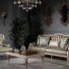 Casa Padrino Luxus Barock Sofa Grün / Silber / Kupfer / Gold 210 x 86 x H. 89 cm - Wohnzimmer Sofa mit dekorativen Kissen - Barock Wohnzimmer Möbel